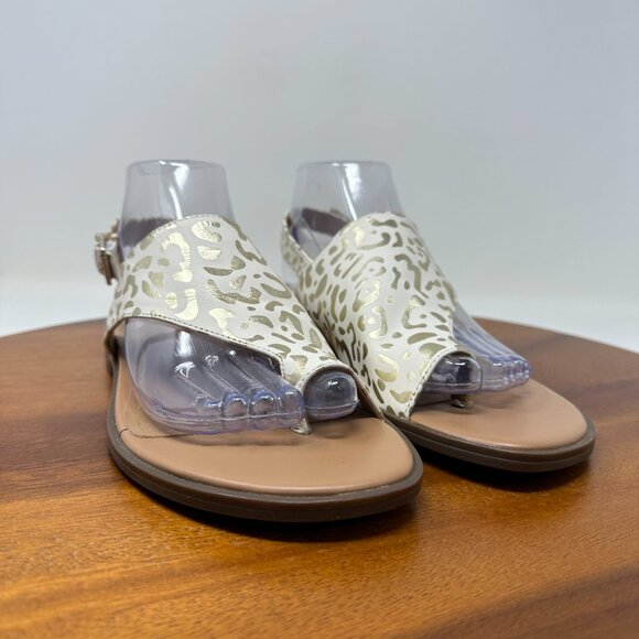 Vionic Ella Leather Thong Sandals White Leopard Size 8 - Picture 8 of 12